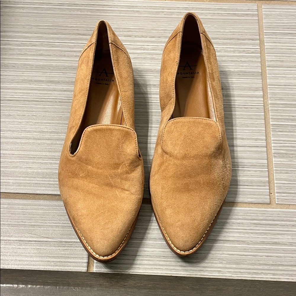 Aquatalia Tan Suede Loafers